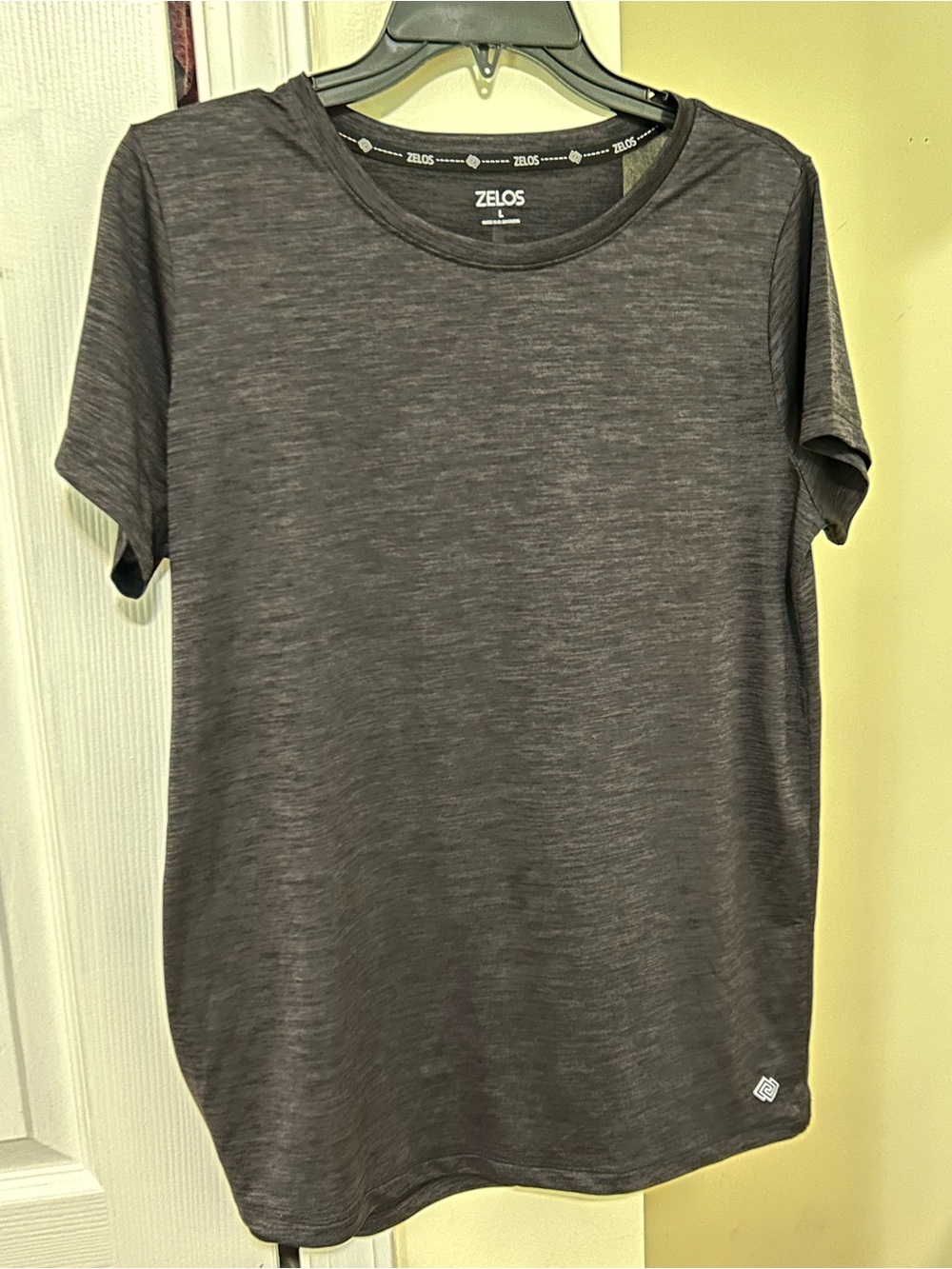 ZELOS black Heather Tee with Branded Neckband
